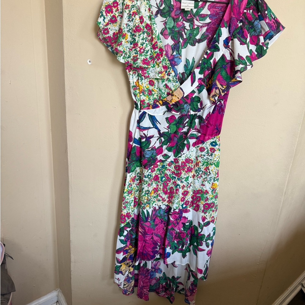 Tracy Reese Pink and Black One Shoulder Sundress